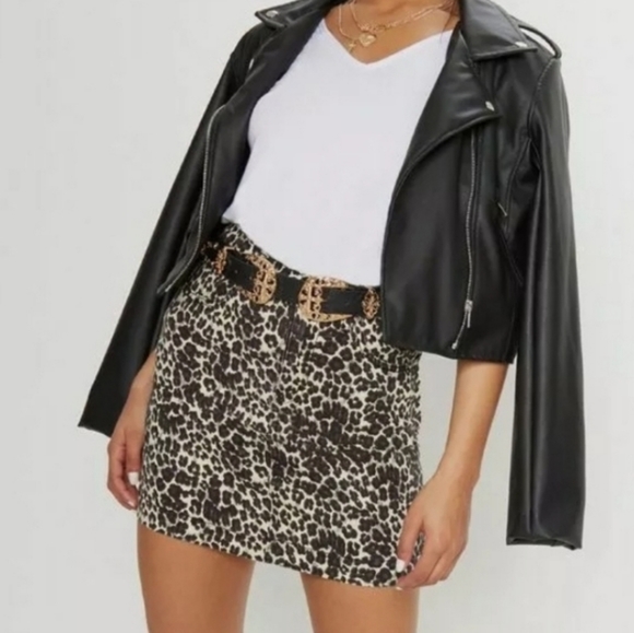 Bluespice High waist mini skirt animal print size 7 black gray trendy Y2k  chic - Picture 8 of 8